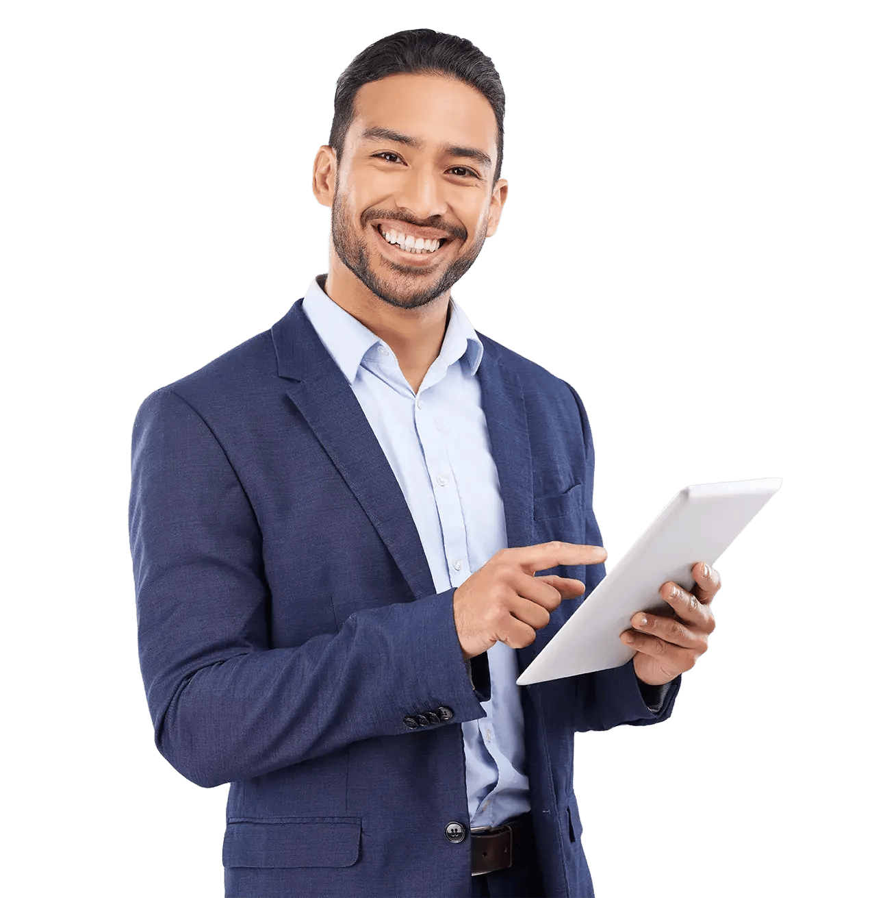 a professional individual holding their ipad